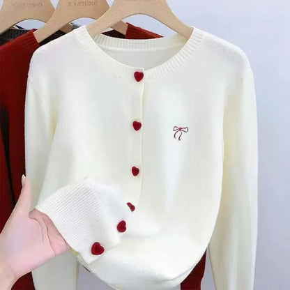 Amoria | Women’s Soft Wool Blend Heart Button Cardigan